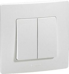 Legrand Niloe Διακόπτης A/R Διπλός Λευκός (Μηχαν.+πλαίσιο)